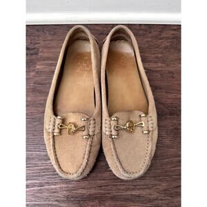 Tory Burch Tan Suede Moccasin Flats